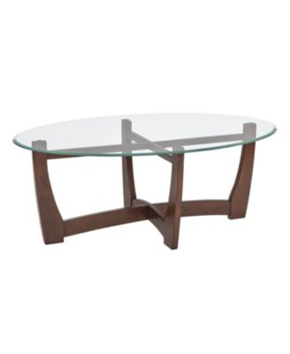 Streamdale 48" Oval Glass Coffee Table, Cherry Finish