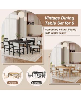 Retro 7-Piece Dining Table Set for 6 (Espresso