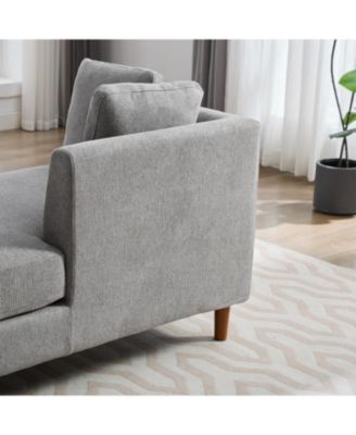 Modern Chenille Chaise Lounge Sleeper Sofa with Throw Pillows