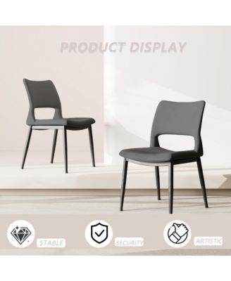 Grey PU Leather Dining Chairs (Set of 2)