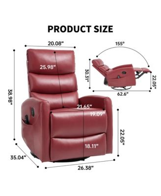 Red Fabric Heat Massage Rocker Recliner