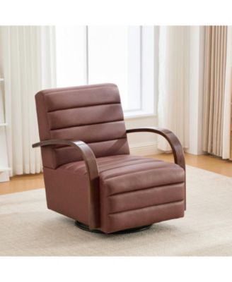 Streamdale Modern Swivel Accent Chair with Wood Armrests