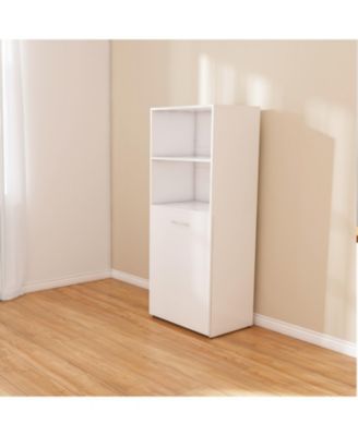 Streamdale Stretchable desk with storage shelves and wheels white