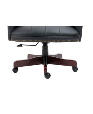 Pneumatic height adjustable office chair with plush leather