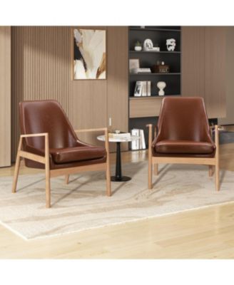 Streamdale PU Leather Accent Chairs (Set of 2)