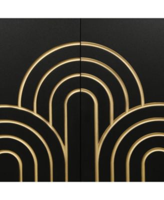 Streamdale Black Fluted Sideboard Buffet - 4 Doors, Adjustable Shelves