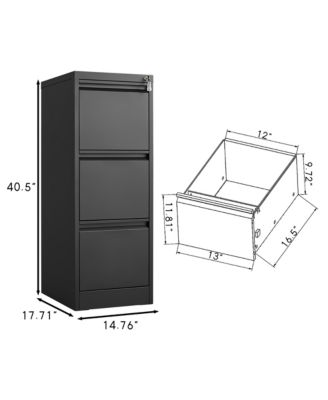 Streamdale 3-Drawer Metal File Cabinet with Lock