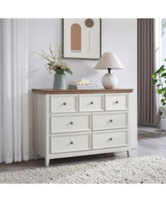 Streamdale Modern 7-Drawer Dresser, Cabinet for Living Room in Beige