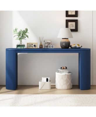 Curved Design Console Table with Unique Vertical Stripe Design, Suitable for Living Room,Study and Entrance