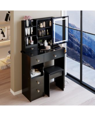 29.2" Vanity Table LED Mirror Power Stool