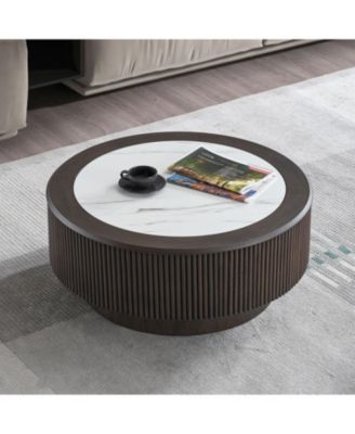 Marble Pattern Coffee Table - Round, Dark Brown