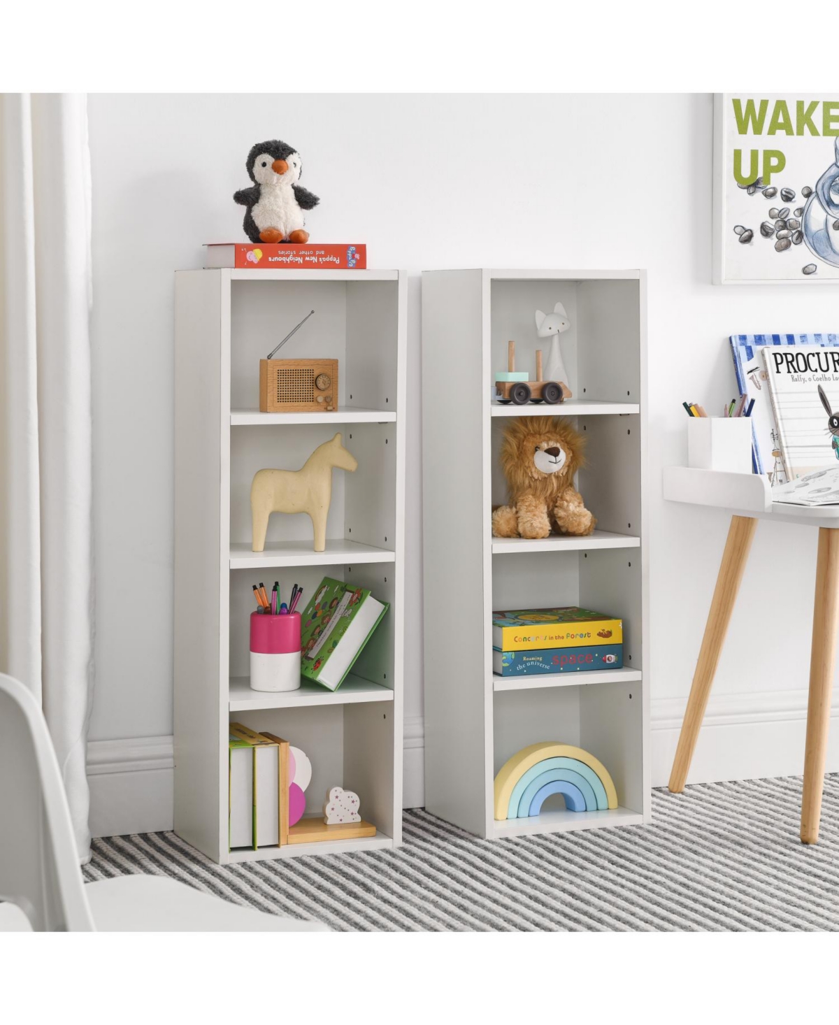 Streamdale Furniture 8-Tier Media Tower Rack, Adjustable Shelves, Tall Bookcase