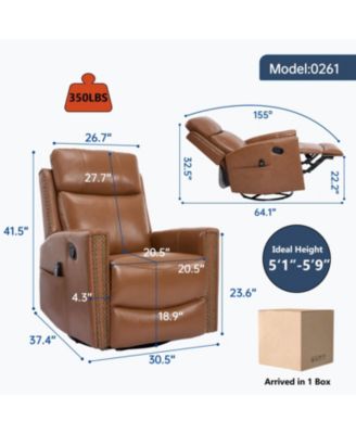 Leather Heat Massage Rocker Swivel Recliner