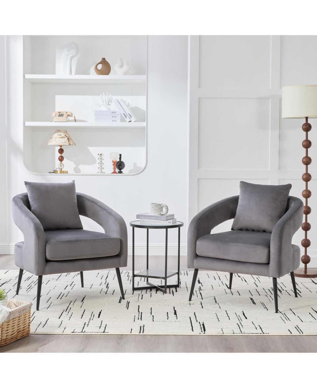 Streamdale Furniture Velvet Open Back Accent Chair, Metal Legs