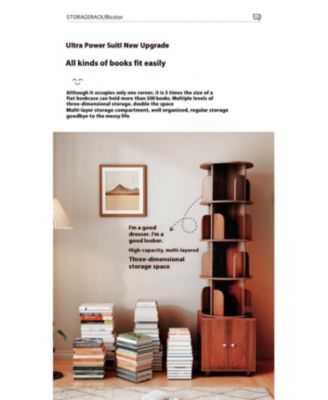 Rotating 5-Tier Corner Bookshelf with Drawer