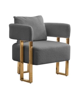 TS Modern Grey Fleece Accent Chairs Legs 2PCS