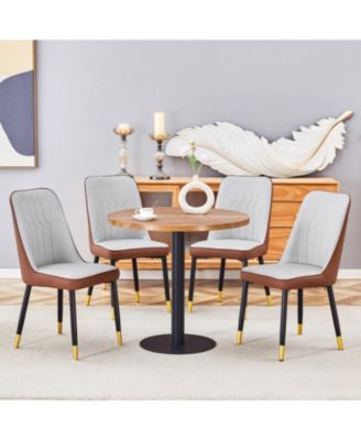 Streamdale 31.5" Round Dining Set- Wood Table & 4 PU Chairs