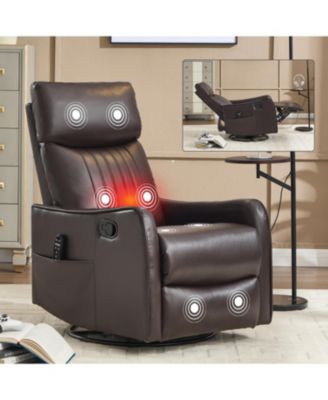 Brown Faux Leather Massage Rocker Recliner