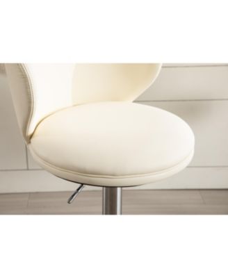  Titanium Leather Bar Stool, Swivel Adjustable Height, White