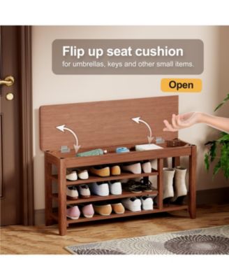 Solid Wood Shoe Rack Bench - 550lb Capacity - Entryway/Hallway