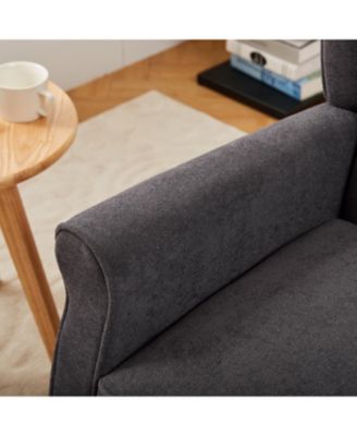 Vintage Luxury Coffee Table & Armchair Set (Dark Grey/Natural Wood)