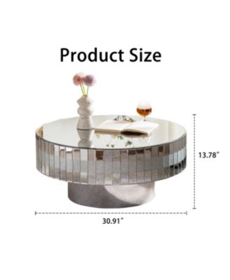 Streamdale Round Mirrored Coffee Table - Crushed Diamond & Crystal Edge