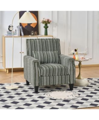  Green & White Striped Accent Chair with Nailhead Trim