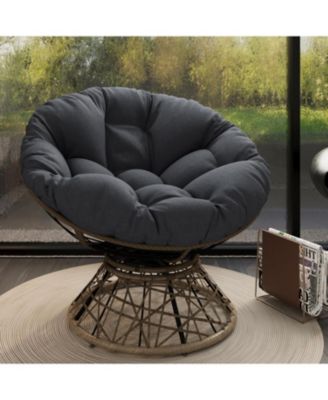 40" Ergonomic Wicker Chair with Cloud Cushion and 3-Proof Cover for Indoor Comfort