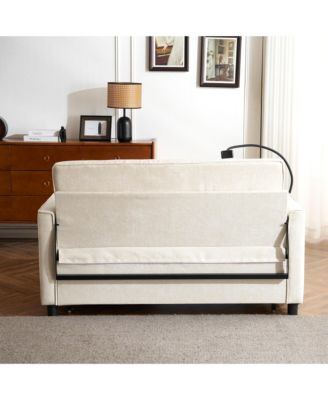 Loveseat Sofa Bed with Reversible Backrest, Side Pockets, USB Ports and Phone Holder