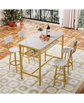 Kitchen Counter Height Table Set (Bar Table with 4 Chairs):