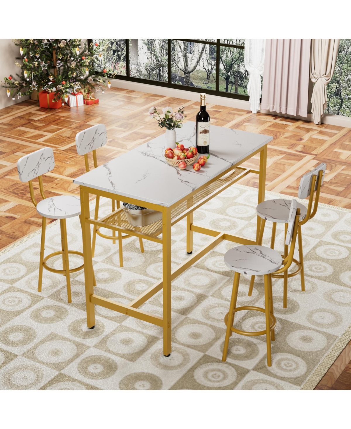 Streamdale Furniture5-Piece Kitchen Counter Height Table Set (Bar Table with 4 Chairs):