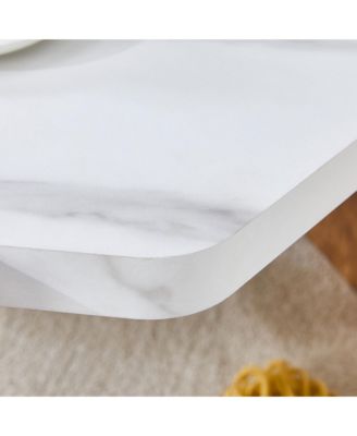  31" Modern Hexagonal Coffee Table, White Marble Top