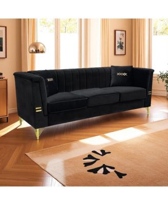 Streamdale Modern Velvet 3-Seater Sofa, Tufted Back