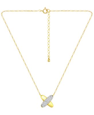 Pave Cubic Zirconia (3/4 ct. t.w.) X-Frontal Pendant Necklace, Macy's Exclusive