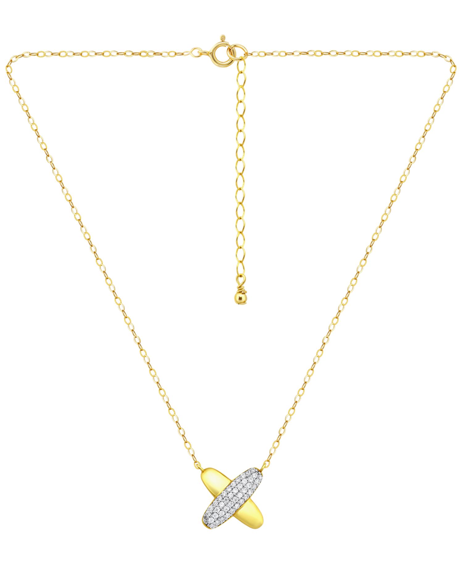 Pave Cubic Zirconia (3/4 ct. t.w.) X-Frontal Pendant Necklace, Macy's Exclusive