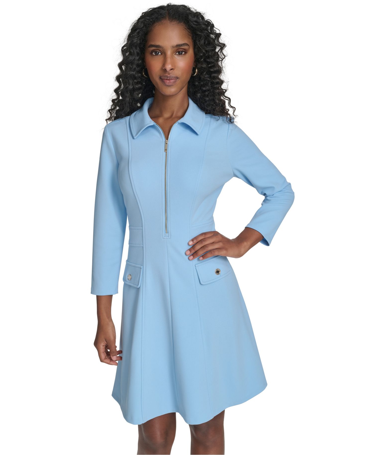 Women's Zip-Front Fit and Flare Dress