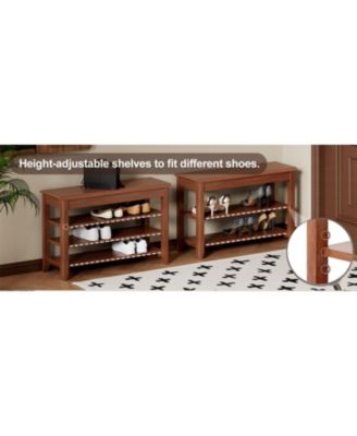 Solid Wood Shoe Rack Bench - 550lb Capacity