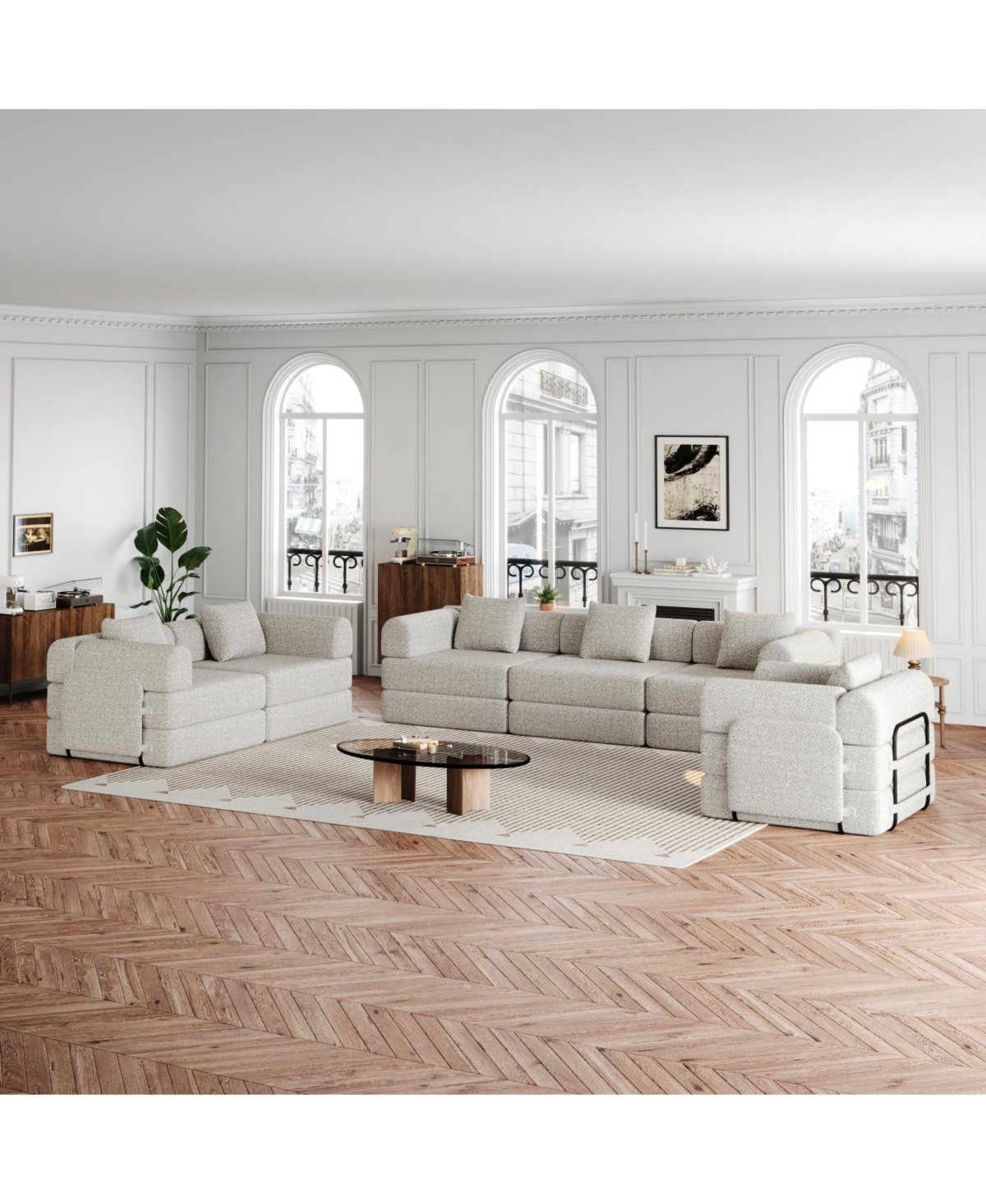 Streamdale Furniture Streamdale Chenille 6-Seater Convertible Sofa Bed with Storage