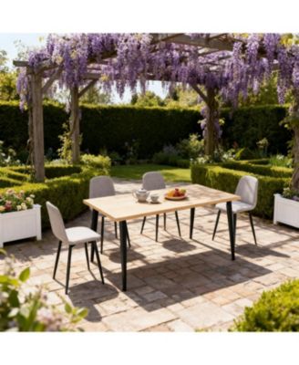 Modern Dining Table with Wooden Top & Iron Legs (Seats 6-8)