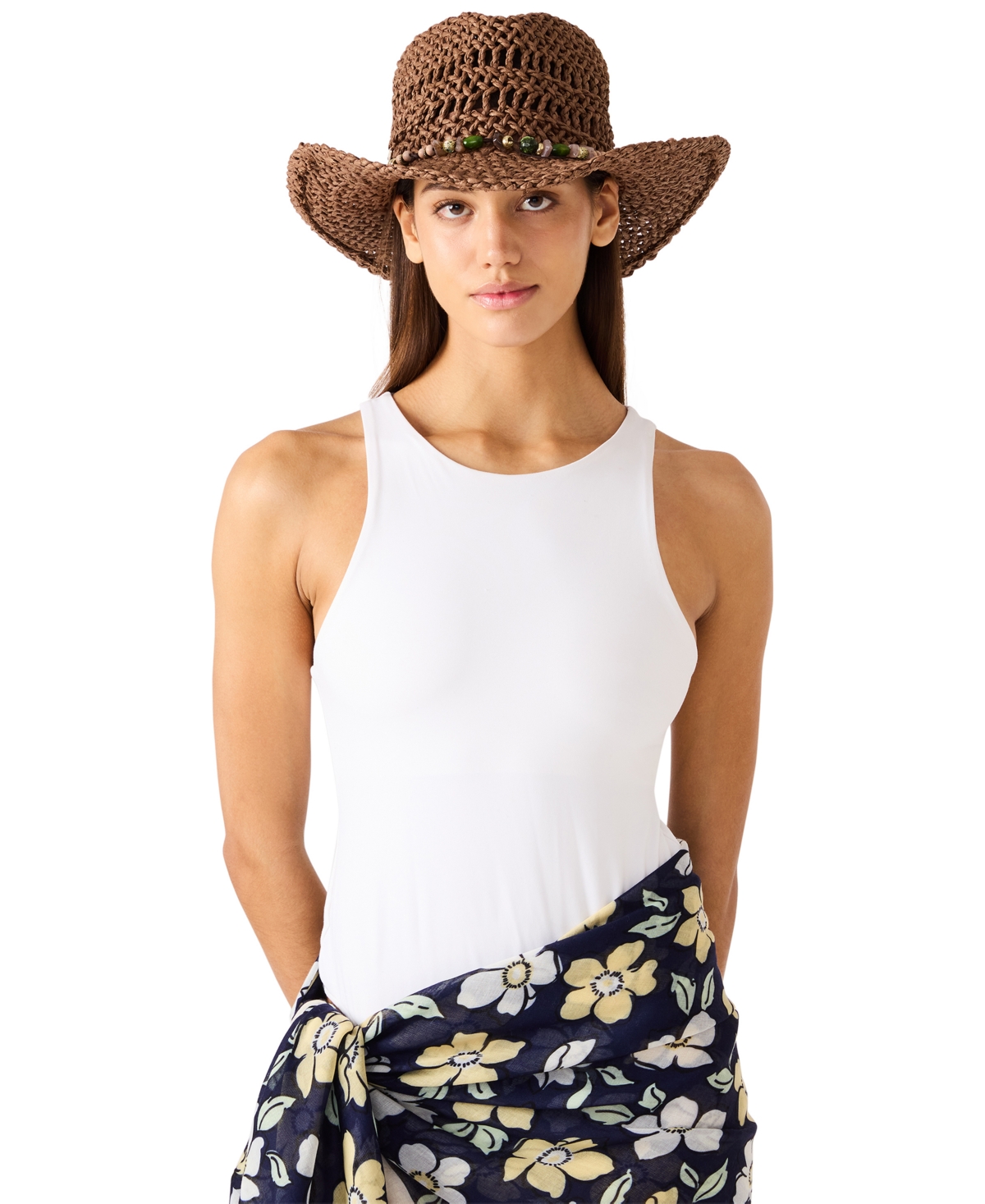 Steve Madden Beaded Trim Classic Western Hat