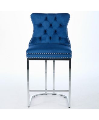 + 25" 2-Pack + Velvet + Button Back + Counter Height Bar Stools