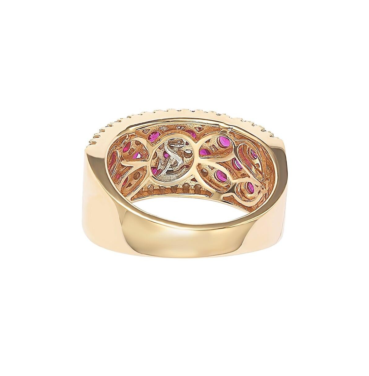 Suzy Levian Rose Sterling Silver Red and White Cubic Zirconia Ring