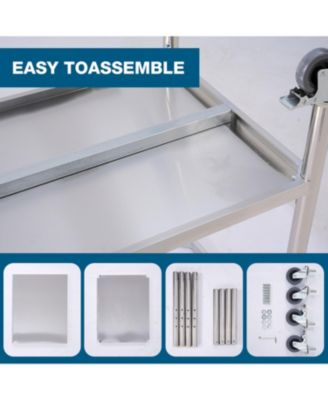 36"x24" Stainless Steel Kitchen Prep Table w/ Shelf & Wheels