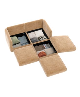 Camel Chenille 2-Seater Sofa with Ottoman Storage