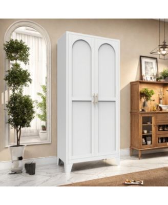 61" Metal Storage Cabinet with Adjustable Shelves (White)