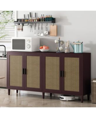 70" Rattan Buffet Cabinet with Storage