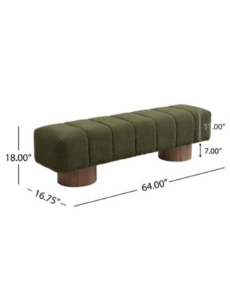 Green Boucle Upholstered Dining/Entryway Bench (300 LBS)