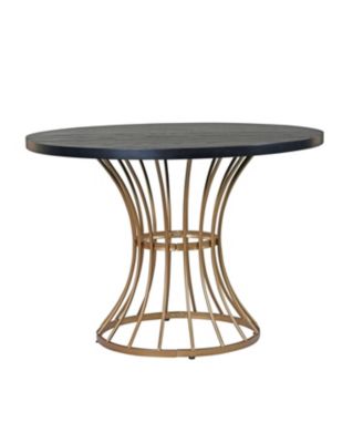 Black Oak 42" Round Dining Table - Wrought Iron Base