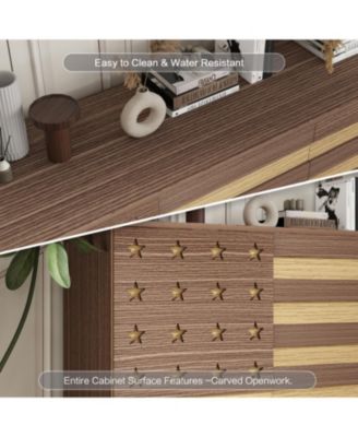 55" Buffet Sideboard Cabinet- Hand Carved, 2 Drawers, 3 Doors, Adjustable Shelves