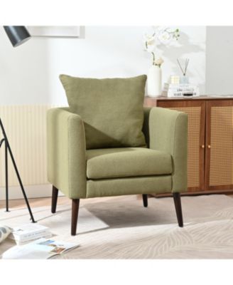 Streamdale Ergonomic Barrel Chair with Waist Pillow and Solid Wood Legs